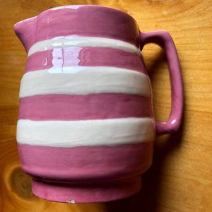 Vintage Pitcher Milk Pottery  Pitcher Jug Pink White Striped